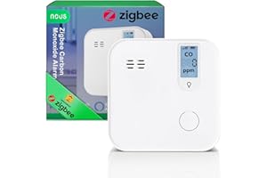 NOUS E12 ZigBee Kohlenmonoxidmelder mit LCD-Anzeige, Lauter Alarm ≥85 dB, App-Benachrichtigung über Nous Smart Home, 10 Jahre Sensordauer, Kompatibel mit Alexa, Google Home & Tuya, ZigBee Hub erforder