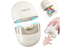 Megainvo Lima Elétrica Uñas Bebé,USB Recargable,Lima Uñas Bebé,Almacenaje para Recambios de Cabezales, Cortauña Bebés Eléctrica con Luz LED, Lima Eletrica de Uñas para Bebés Recién Nacido Niños(Rosa)