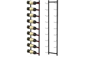 COSTWAY Regał ścienny na 6/9/12 butelek wina, metalowy uchwyt na butelki, regał na butelki, przemysłowy, regał do przechowywania, czarny (9 butelek wina)
