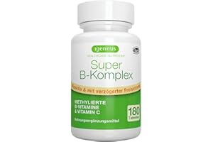 ‎IGENNUS HEALTHCARE NUTRITION Igennus Super B Komplex – methylierter B-Vitamin Komplex, 180 Tabletten, Clean Label mit Methylcobalamin, Methylfolat plus Vitamin C, hochdosiert, vegan