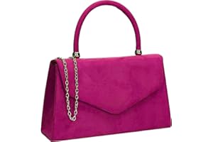 LeahWard Women's Faux Suede Cluth Bag Top Handle Grab Handbag Party Wedding Racing