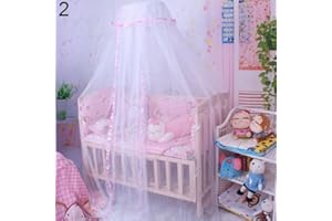 PORFEET Mosquitera, Cúpula Cortina De Cama Bebé Canopy Net Tienda De Mosquitos Cama Cuna Netting Decoración De Dormitorio Rosado