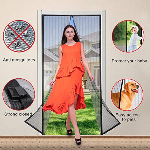 YKS Fliegengitter Vorhang 100x200cm dauerhafte belüfteten Freisprech-schneller stillen einfach installierbare mottenfest Terylene magnetische Balkon Tür Net - 2