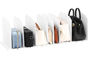 Fangoo 8 Stück Handtaschen Trenner Organizer Einstellbarer Handtaschen Aufbewahrung Regaltrenner Taschenständer Weiß Abnehmbar Handtaschen Schrank Organizer für Küchenbuchregalen Schlafzimmer Büro