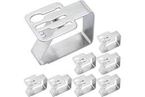 Kamiya Tovaglia Clip in Acciaio 8 Pezzi, Clip Fermatovaglia, Clip per Tovaglia in Acciaio Inox, per tavoli Fino a 3 cm di Spessore (Posate)