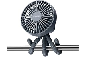 Schallen Rechargeable 4 Way Portable Lightweight Fan for Pram Fan, Car Seat, Desk, Office, Travel Fans | Clip on, Handheld, Tripod & Phone Holder (Grey)