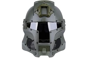 ‎KOYHENG Koyheng Mittelalterlicher Iron Knight Tactical-Helm, NVG-Militärhelm mit ballistischem Seitengitter, Airsoft Paintball-Vollmaske mit Schutzbrille