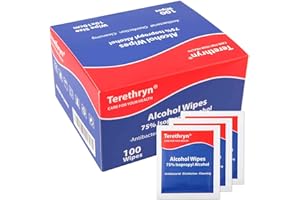 TERETHRYN Antibacterial Wipes with 75% Isopropyl Alcohol - Surface Disinfectant, Individually Wrapped, 100 Packs