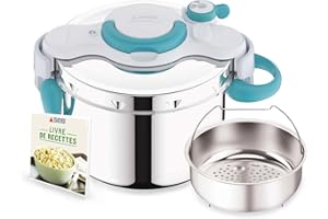 Seb ClipsoMinut' Easy+ 9 L, Poignées Rabattables, Cocotte-minute Induction, Livre 100 Recettes, Autocuiseur Inox, Facile à ut