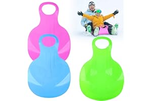 PORUPAEL 3pcs Snow Sled Board Plastic Snow Sledge with Handle Heavy Duty Ski Board Outdoor Winter Toys Skiing Boards Snowboard for Children Play on Ice Snow Grass and Sand