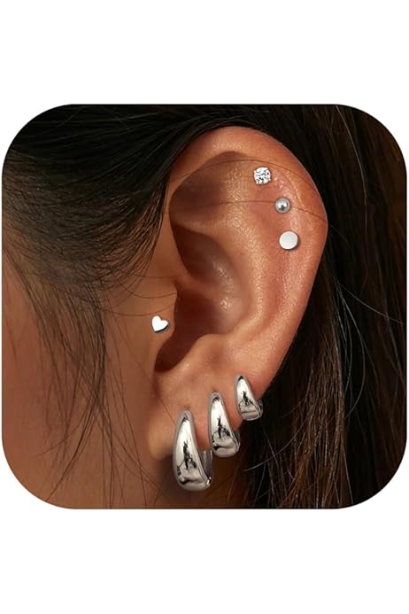 Set 12 Paia Orecchini Donna Acciaio Chirurgico - Cerchietti, Bottone, Anallergici, Oro E Argento - Foto 2