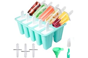 HONNESSERRY Moule Glace 10 Cavités, Avec Batonnet Glace, Brosses Et Entonnoirs Pliants, Silicone Moule à Glace Pour Glace, Sans BPA (Vert)