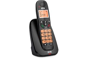 SPC Kairo - Teléfono Fijo inalámbrico, Teclas y Pantalla iluminadas, identificación de Llamadas, compatibilidad Gap, Modo Eco, Bloqueo de Llamadas, Manos Libres, Agenda para 30 contactos – Negro
