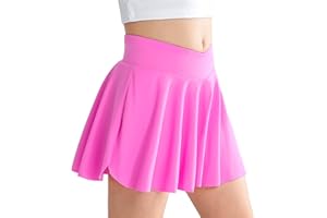 Miyanuby Girls' Athletic 2-in-1 Flowy Cheer Dance Biker Shorts Tennis Skirt Butterfly Skorts with Pocket for Girl Size 5-14 Years