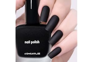 KKWOTER Black Nail Polish, Matte Nail Polish, Quick-drying, No Need for UV Curing, Perfect for Women During Winter or Christmas, Apply base coat to strengthennails