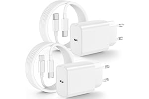 QGRHO 2Pack Chargeur Rapide iPhone 17 16 15, 20W USB C Chargeur et USB C Cable 2M pour iPhone 17/17 Pro Max/16/16 Pro/15 Plus/15 Pro Max, iPad Pro/Air/Mini, Galaxy S23/S22, USBC Prise Secteur Adaptateur