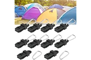 KLYNGTSK 10 PCS Large Tarp Clips Lock D-Shape Plastic Clip Windproof Awning Clamp Grip Carabiner Hanging Hook Tarpaulin Clips Lock for Outdoor Camping Hiking Travling Accessories (Black)