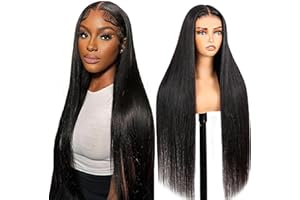 Lakaisa Parrucche Donna Capelli Veri Human Hair Wig Straight 4X1 Lace Natural Black Capelli Umani Glueless Wear and Go Pre Plucked with Baby Hair Low Shedding for Women 22 Inch