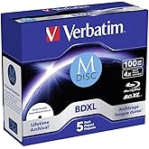 Verbatim MDISC BDXL - 100 GB, 4 times the burn speed with lifelong archiving, 5 pieces in a jewel case