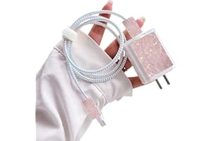 DIYGODY Bonito Protector de Cable con Patrón Marmoleado para el Cargador del iPhone, Lindo Ahorrador de Cable Cargador USB para Líneas de Datos de Móviles, Anti-caída Previene la Rotura del Cable - Rosa