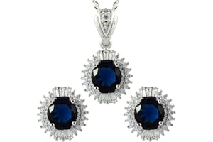 Collana della catena del pendente della scivolata della pietra preziosa di Rizilia con (seta dei monili degli orecchini della vite prigioniera di 48cm / 18inch) [contenitore di monili liberi]