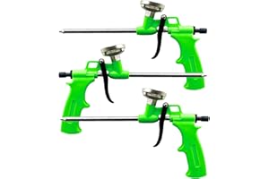Asfrode 3 pistolas de espuma de poliuretano, pistola de espuma de construcción, pistola de metal profesional con mango de plástico para sellar el sellado (verde)