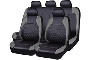 FZTZSQ 1 Set Leather Car Seat Cover Sets for Ford Focus 2011 2012 2013 2014 2015 2016 2017 2018, Breathable Waterproof Comfortable Car Seat Interior Protect Accessories,Grey