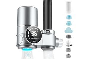 NASTOPEE Wasserfilter für Wasserhahn 8-lagige Filtration Wasserfilter Trinkwasser UV-Violettes Licht Wasserhahn Filter LED Entfernt Chlor entfernt Chlor Schwermetalle schlechten Geschmack (Inkl. Filter*1)