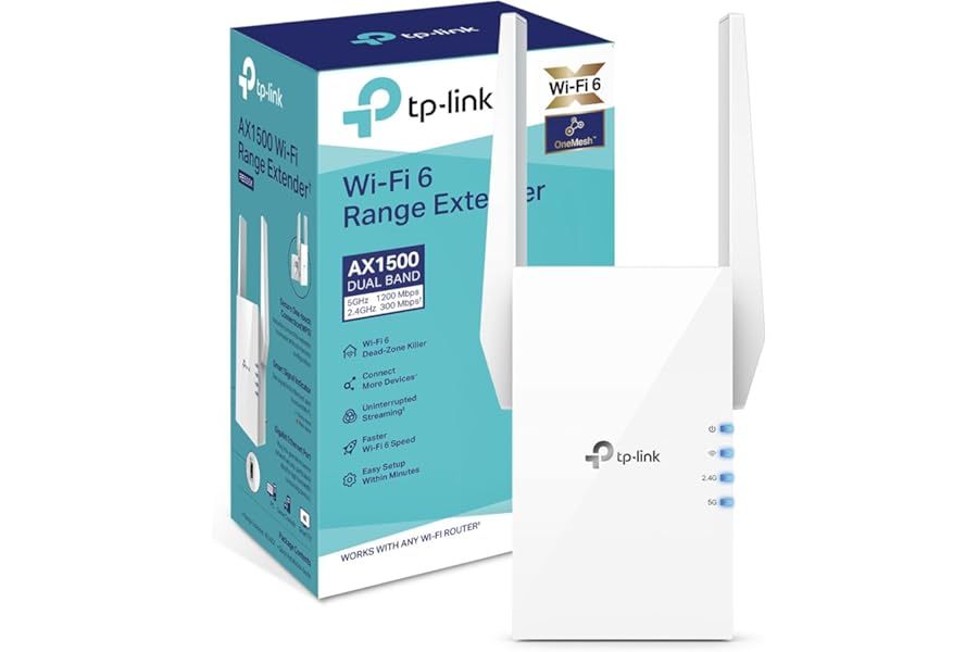 New TP-Link RE505X WiFi 6 Extender Booster AX1500, Dual-Band WiFi Repeater with Gigabit Ethernet, EasyMesh Compatible, Access Point Mode, App Setup