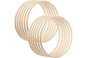 ‎SNTIEECR Sntieecr 12 Stück 2 Größen Holz Bambus Blumen Hoop Makramee Craft Hoop Ring für DIY Traumfänger, Hochzeitskranz Dekor und Wandbehang Handwerk (25 & 30cm)