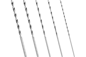 Fogbush Juego de 5 Brocas Extra Largas para Madera, 2mm, 3mm, 3.5mm, 4mm, 5mm, Acero Inoxidable, Plata