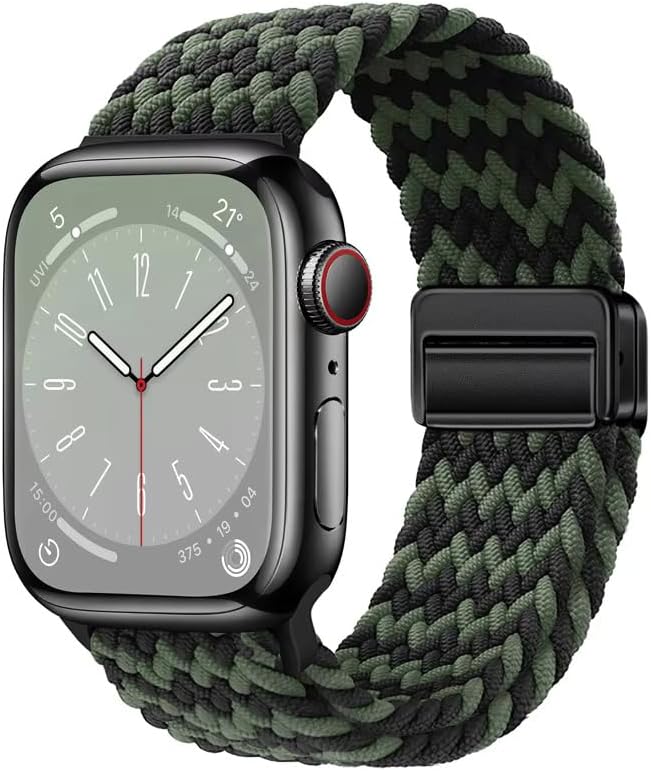 Minesk Apple Watch ile Uyumlu Metal Manyetik Tokalı Esnek ve Konforlu Örgü Kordon Kullanımı Kolay Kayış