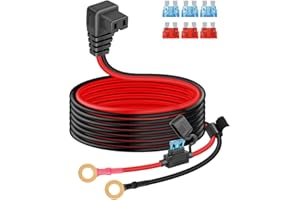 RIIEYOCA 14 AWG 12V Cable Nevera a Terminal O-Ring, 90° Fusible 15A/10A para neveras portátiles/Camping (1.5m/5 pies)