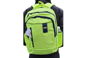 HuntaDeal Hi Vis Backpack Adjustable Rucksack Bag | High Visibility Safety Reflective Yellow Orange Work Cycle Hiking Walking Heavy Duty Couriers Commuters Cycling School College 25L Capacity