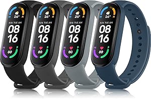 Tobfit 4 Pezzi Cinturino per Xiaomi Mi Band 5/ Mi Band 6/Amazfit Band 5, Cinturino Silicone di Morbido Traspirante di Colorati Solo per Xiaomi Mi Band 6,Xiaomi Mi Band 5,Amazfit Band 5
