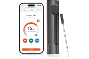 Meatmeet Pro WiFi Wireless Meat Thermometer, Ultra-thin Probe, Smart APP Monitoring, Unlimited Range, IP67 Waterproof, Bluetooth Digital Food Thermometer for BBQ, Grill, Oven, Air Fryers, Kitchen