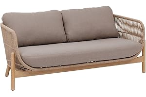 Hespéride - Canapé de Jardin deona Taupe et Acacia - 2 Places - Coussins Déperlants Déhoussables Mobilier d'Aménagement pour Jardin, Terrasse, Balcon