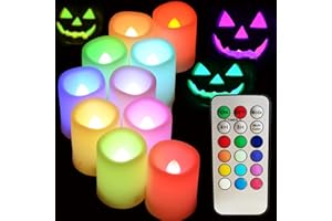 SWEETIME Multi Color Changing LED Flameless Votive Candles with Timer and Remote100+H Long Battery LifeRealistic Melt Edge Pillar tealight for Wedding Decor and Gifts(10 PCS of Ivory)