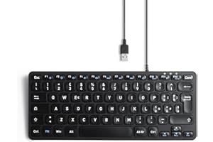 Perixx PERIBOARD-432 Mini tastiera cablata USB - Tasti a forbice tipo X -a stampa grande - Layout Italiano