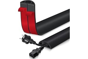 LEFUNOM Canaleta pasacables Suelo Flexible Cable Protector Suelo de PVC canaleta Cables Pared Adhesivo para la gestión doméstica (Negro, 30mm×1m)