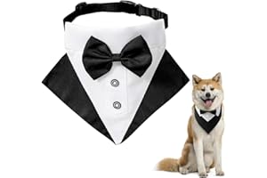 Fezf Formelles Hunde-Smoking-Bandana, 1 Stück, Hunde-Smoking, Baumwolle, Hundehalsband, Hochzeitshalsband mit Fliege und Halsband für Hunde und Katzen
