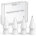 Delidigi Replacement Tips for Apple Pencil 1st/2nd Generation and Apple pencil Pro/(USB-C), 4 Pack High Sensitivity Ordinary Nibs & Upgraded Longer Metal Wear-Resistant Pen Like Nibs for iPencil