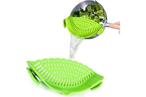 MORJCG Clip on Strainer, Strainer, Snap on Strainer, Strap on Strainer, Pan Strainer, Food Strainer, Silicone Strainer, Pot Strainer Clip On, Silicone Pot Strainer, Clip On Strainer for Pots, Pans and Bowls
