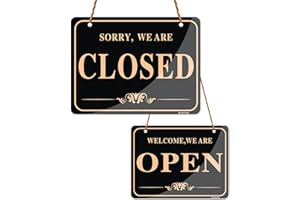 Acuxiaza Open Closed Sign for Business 15x20cm Acrylic Double Sided Business Hours Hanging Sign with Rope Open/Closed Door Signs for Shop, Store, Office, Restaurants, Bars, Hotel, 1 Pack