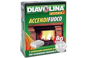 YOEYANG Set 12 DIAVOLINA Accendifuoco X 80 Bipacco per Barbecue E Camino