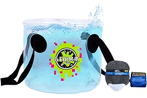 WEIDMAX Car Cleaning Kit, Car Washing Kit with 10L Foldable Bucket, 1 Microfibre Wash Mitt and 3 Cleaning Cloths, Multifunctional Collapsible Bucket for Outdoor & Indoor Use