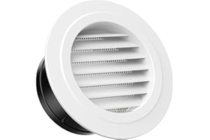 HG Power 100mm Grille de Ventilation en Plastique Aeration Ronde avec Moustiquaire Grille pour Intérieur et Extérieur Entrées et Sorties d'air Murales et de Plafond