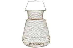 Weduspaty Panier de Crabe de Poisson en Fil, Panier de Crabe de Poisson Filaire Portable Pliable 25 cm Cage de Homard de pêche en métal Ronde avec poignée, Pot de pêche en Fil d'acier