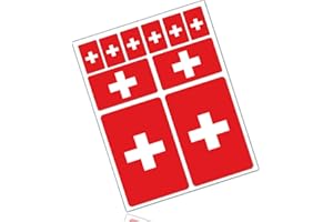 Biomar Labs® 10 x winylowe naklejki na samochód, z flagą Szwajcarii, Szwajcarii, Szwajcaria, Szwajcaria, na samochód, motocykl, rower, skuter, okno, D 23