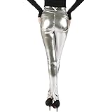 Uni-Wert Donna Leggings Pelle Nero Vita Alta Sexy Elastico Skinny Ecopelle Pantaloni